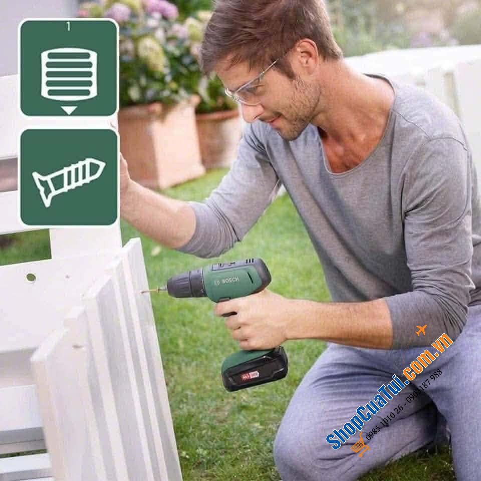 Bộ dụng cụ khoan và bắn vít BOSCH không dây UniversalDrill 18.