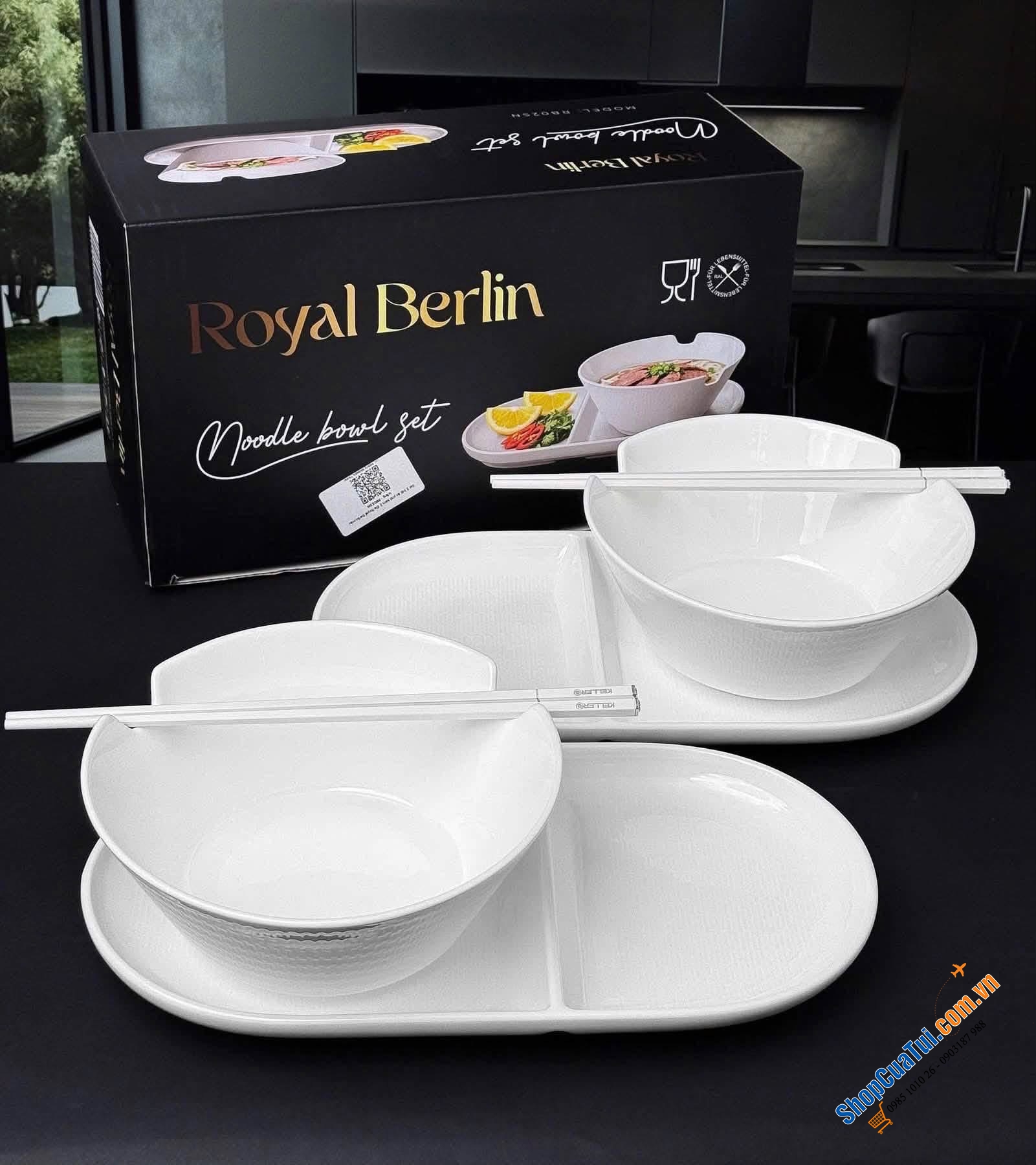Set 2 bát ăn phở kèm 2 đĩa của Royal Berlin.