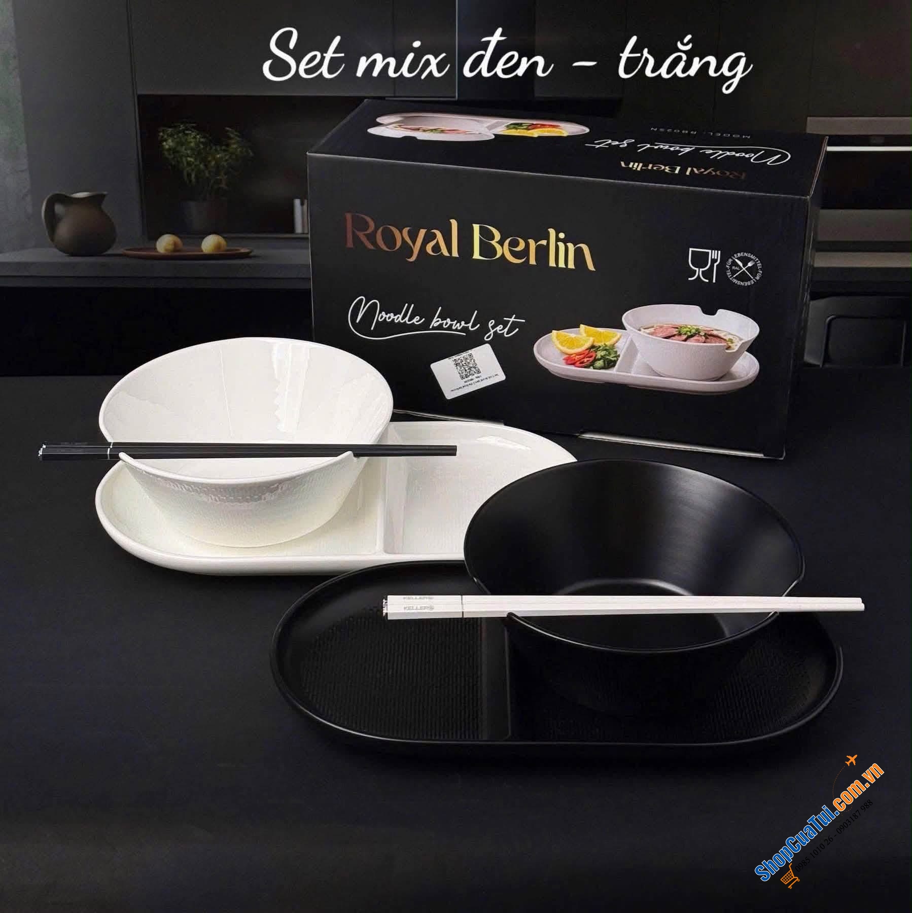 Set 2 bát ăn phở kèm 2 đĩa của Royal Berlin.