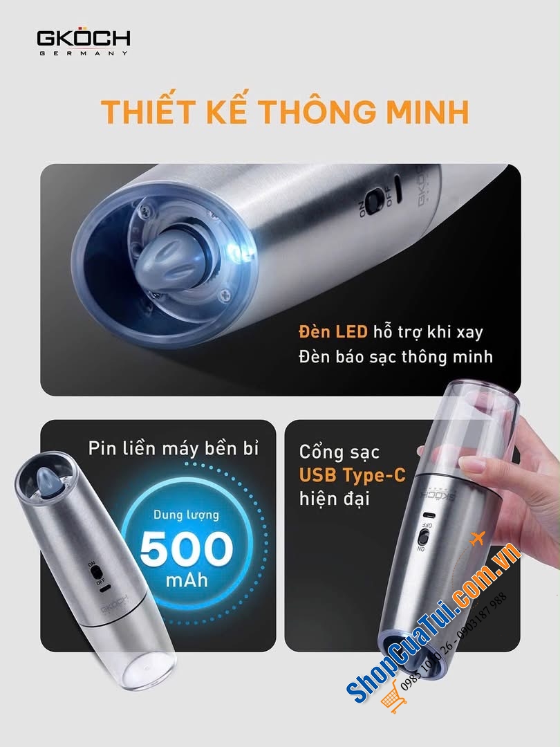 NÂNG TẦM TRẢI NGHIỆM CÙNG MÁY XAY TIÊU CẢM ỨNG TRỌNG LỰC GKÖCH.