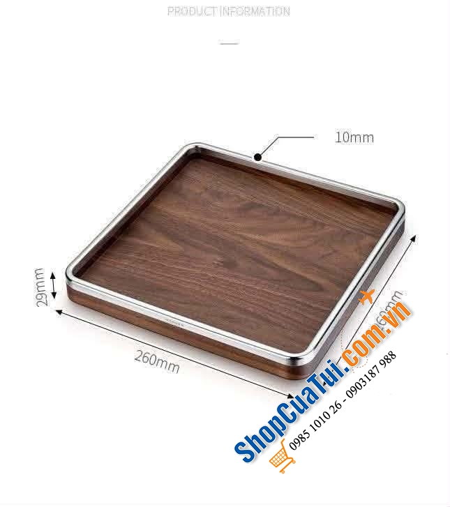 Khay gỗ óc chó kim loại Modern.