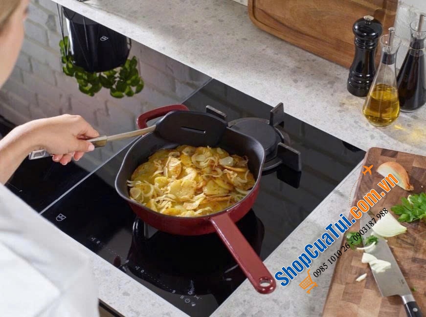 Chảo gang Fissler 24cm màu Đỏ.