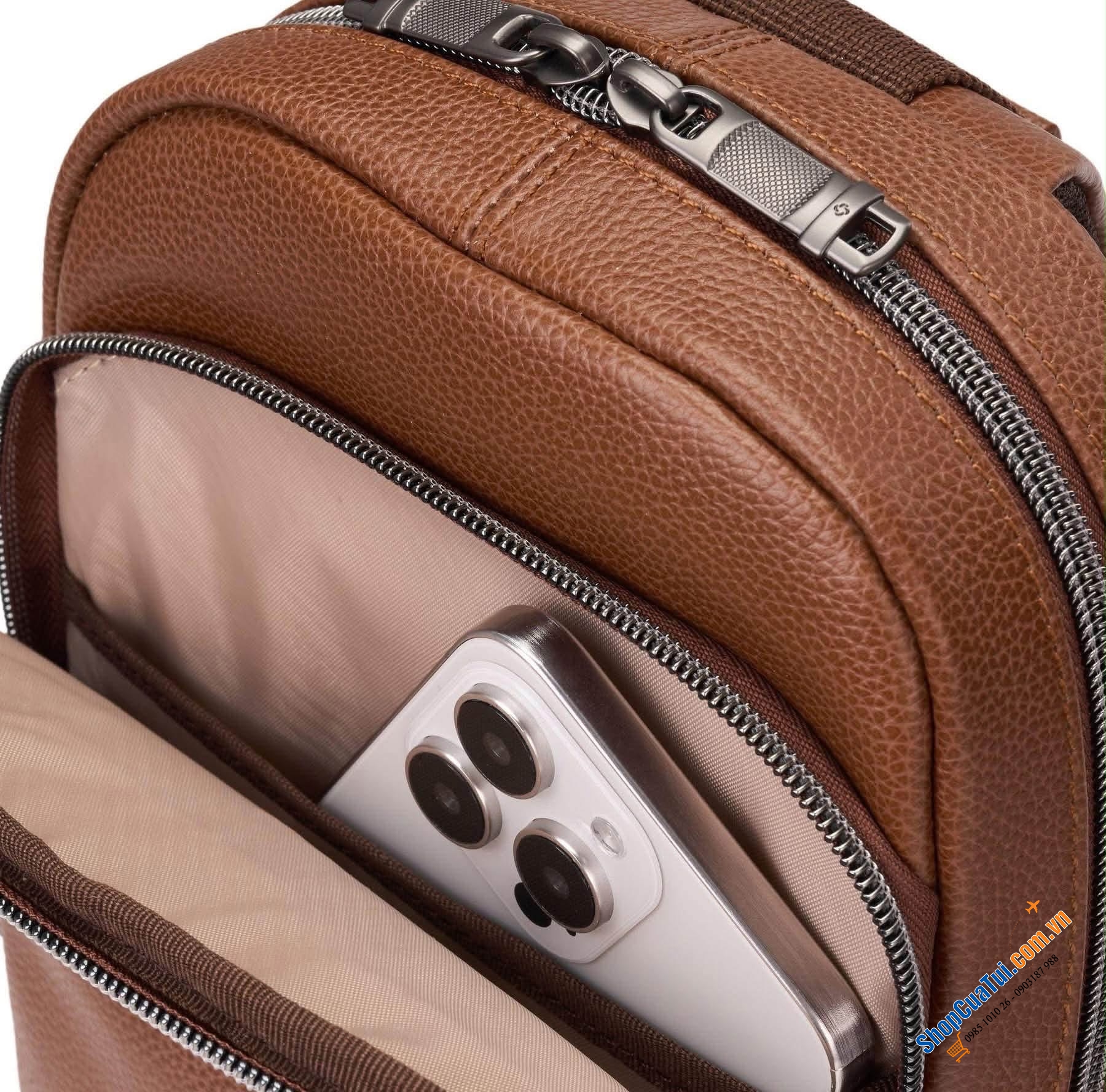 Balo da Samsonite Classic Leather Slim Backpack.