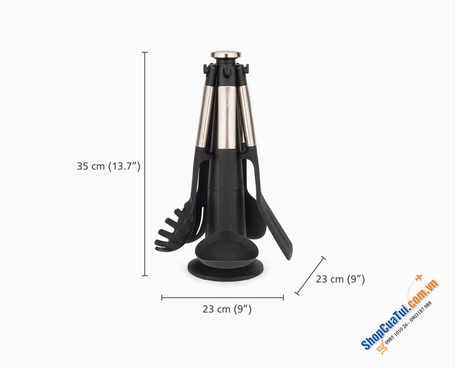 Bộ 5 dụng cụ nấu ăn silicone đế xoay 360° Joseph Joseph Elevate (Steel) 10567.