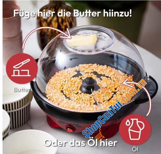 Máy làm bỏng ngô Gadgy 5L. Bữa tiệc mùa hè cho Bé iu.