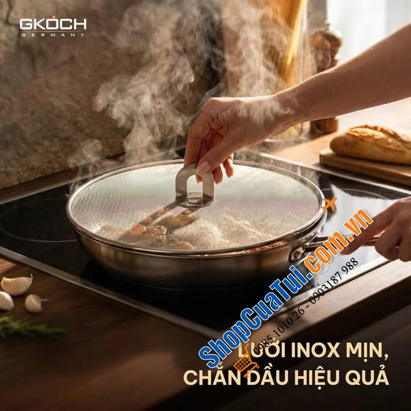 VỈ CHỐNG BẮN DẦU MỠ GKÖCH - BẾP SẠCH BONG, CHIÊN RÁN NHÀN TÊNH.