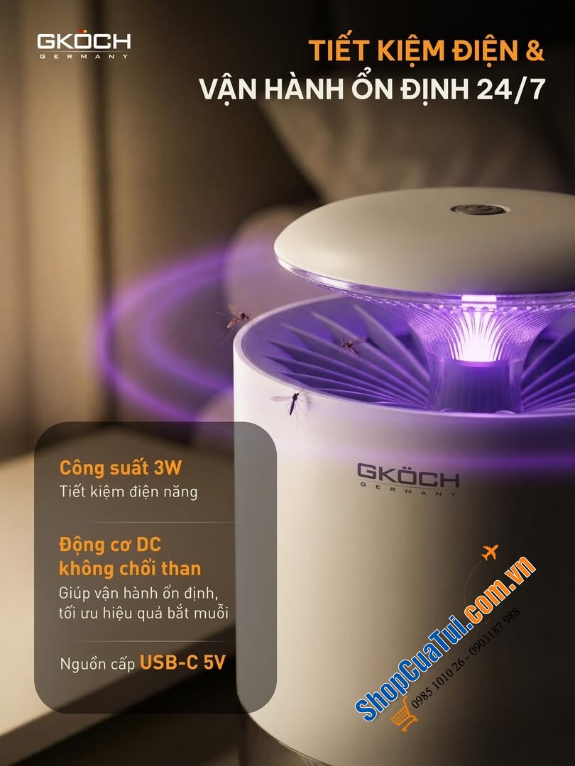 MÁY BẮT MUỖI GKÖCH YG-M006: DIỆT MUỖI SINH HỌC, BẢO VỆ GIẤC NGỦ AN YÊN.