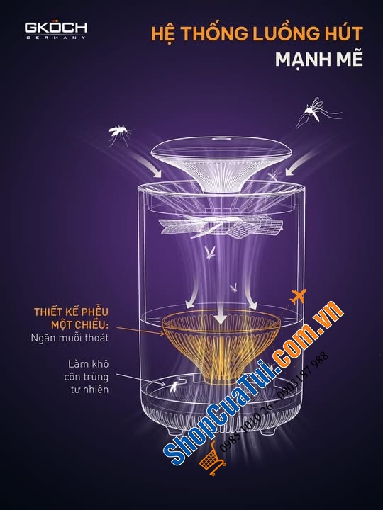 MÁY BẮT MUỖI GKÖCH YG-M006: DIỆT MUỖI SINH HỌC, BẢO VỆ GIẤC NGỦ AN YÊN.