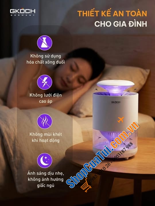 MÁY BẮT MUỖI GKÖCH YG-M006: DIỆT MUỖI SINH HỌC, BẢO VỆ GIẤC NGỦ AN YÊN.