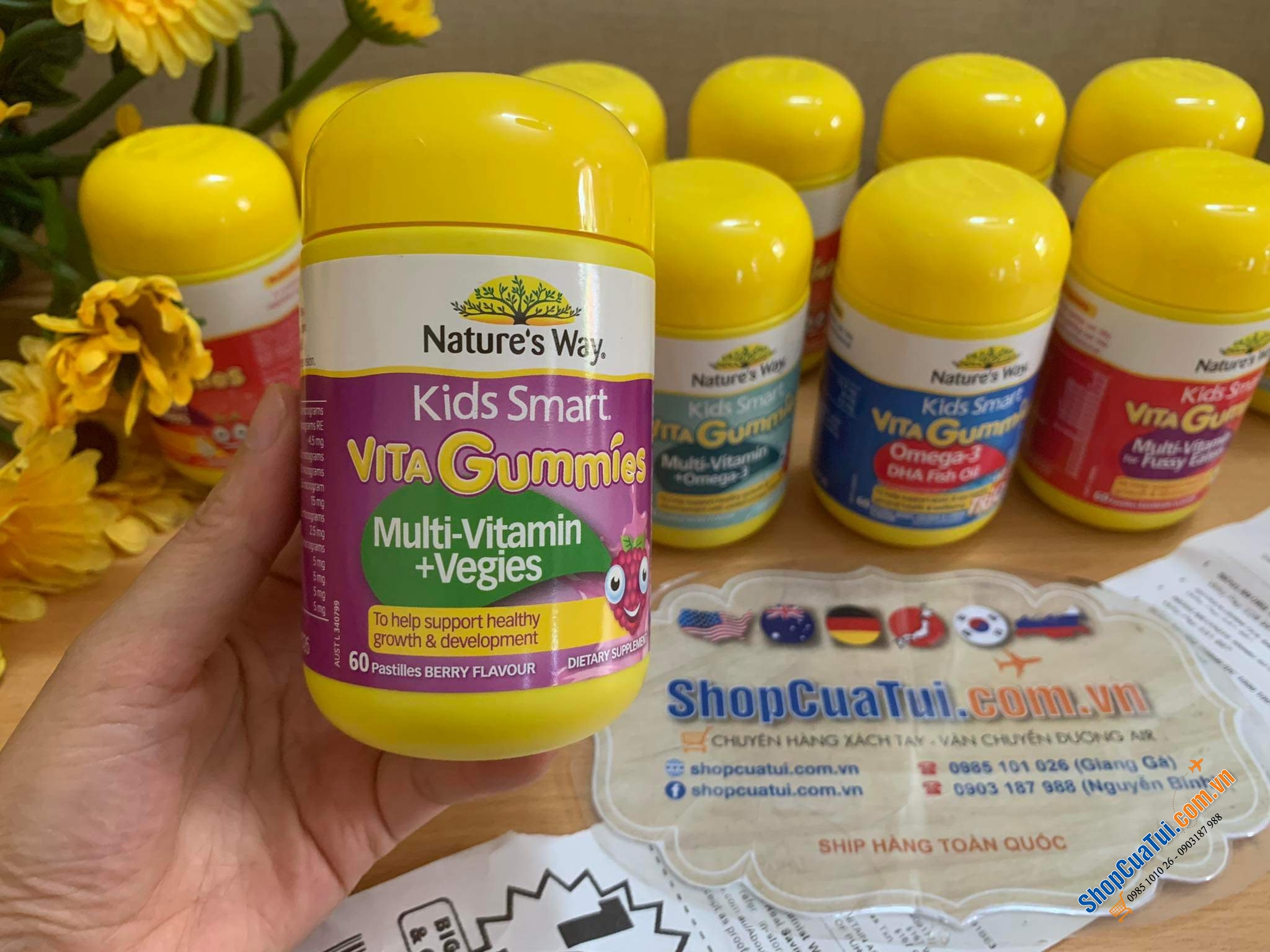 Kẹo gôm Vitamin tổng hợp và bổ sung rau Nature’s Way Kids Smart Vita-Gummies Multi-Vitamin & Vegies