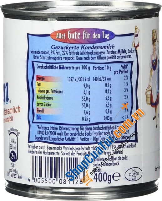 Sữa Đặc Có Đường Nestlé Milch Mädchen 400g - Hàng Đức nội địa.