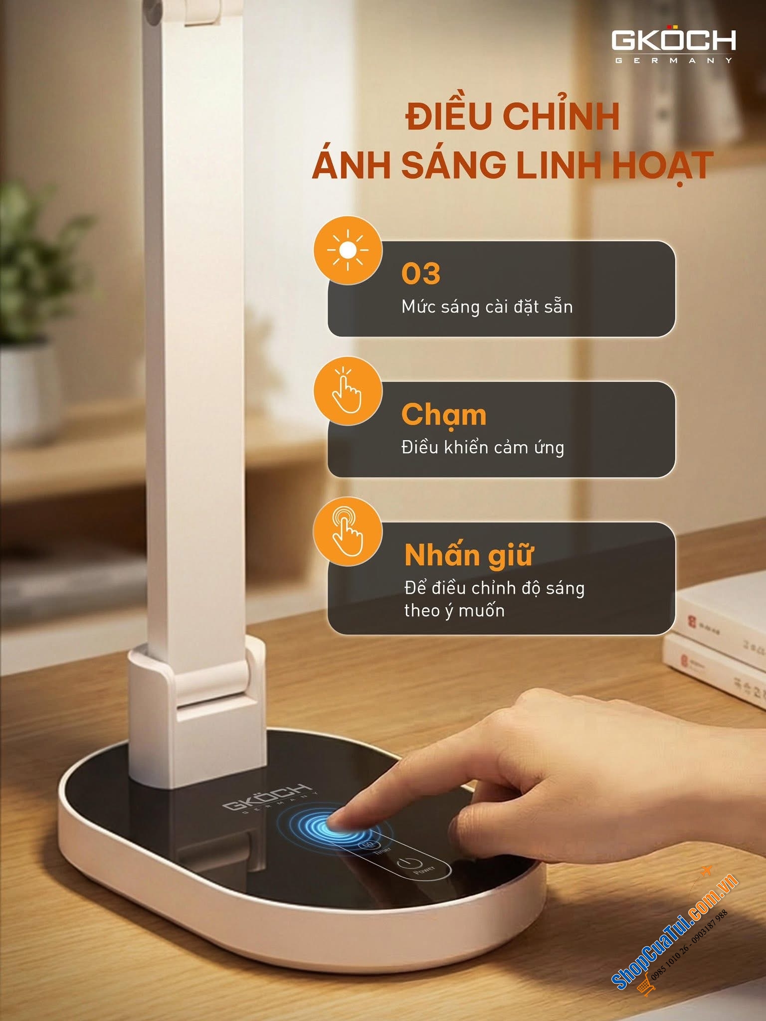 ĐÈN BÀN LED GKÖCH YG-8611L: ÁNH SÁNG KHOA HỌC, BẢO VỆ THỊ LỰC.