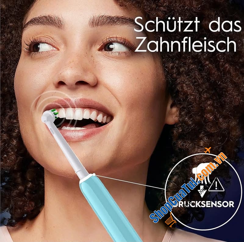 BÀN CHẢI ĐÁNH RĂNG ORAL-B PRO 1 MÀU XANH KÈM HỘP ĐỰNG - Made in Germany.
