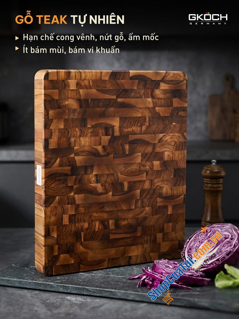 THỚT GỖ TEAK GKÖCH - ĐẦU TƯ MỘT LẦN, GIÁ TRỊ DÀI LÂU.