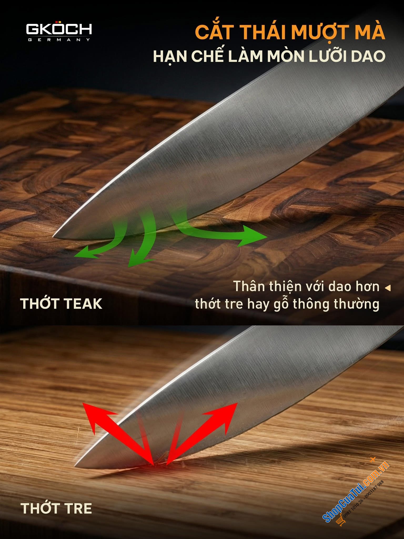 THỚT GỖ TEAK GKÖCH - ĐẦU TƯ MỘT LẦN, GIÁ TRỊ DÀI LÂU.