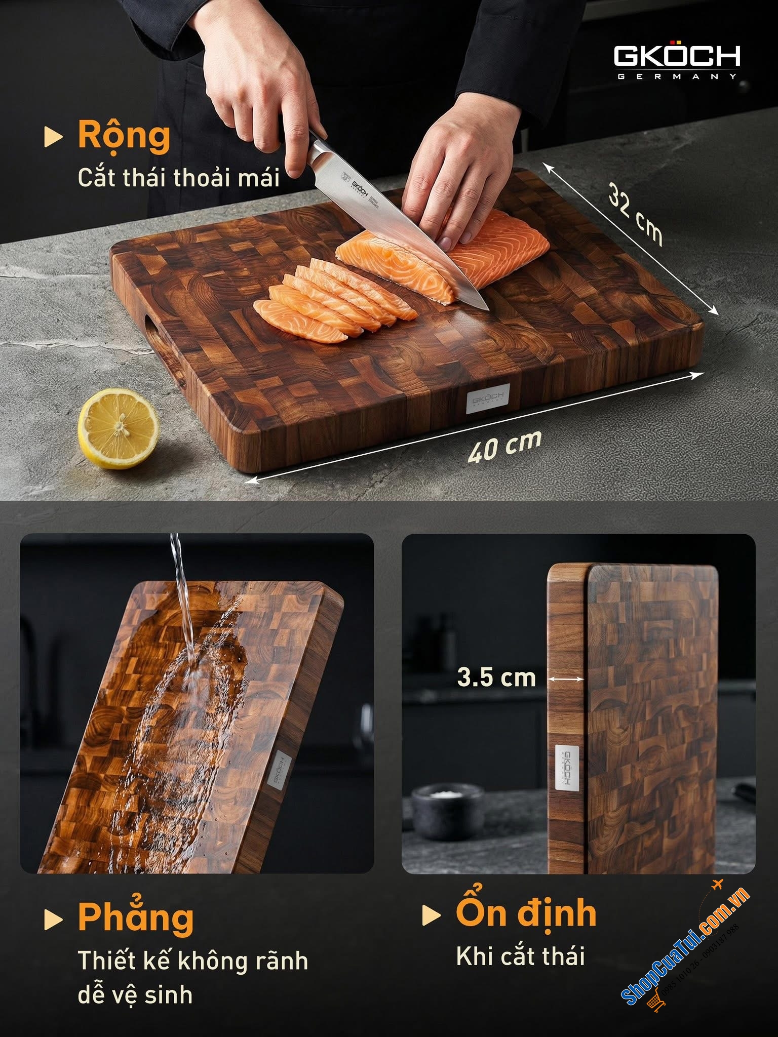 THỚT GỖ TEAK GKÖCH - ĐẦU TƯ MỘT LẦN, GIÁ TRỊ DÀI LÂU.