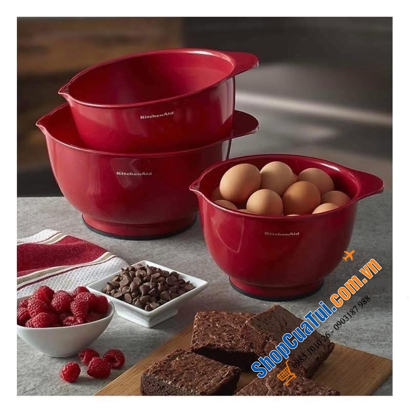 Bộ 3 tô nhựa KitchenAid màu Đỏ Empire KQG175OSERE – SET 3 TÔ TRỘN “NHÌN LÀ MUỐN VÀO BẾP NGAY”!