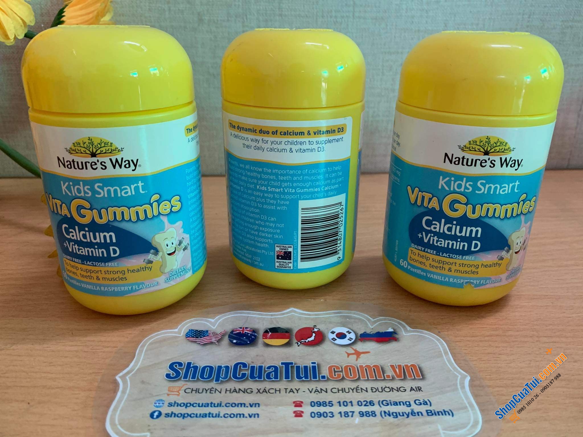 Kẹo dẻo canxi và vitamin D cho bé Nature’s Way Kids Smart Vita-Gummies Calcium vị vani mềm và ngon giúp hỗ trợ bổ sung calcium và vitamin D3 hằng ngày cho bé, giúp trẻ cao lớn, xương khoẻ, chắc răng