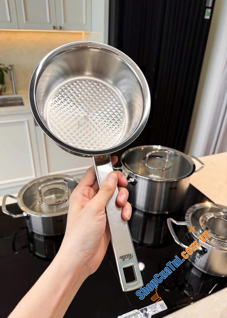 Bộ nồi Fissler Profi set 5 món kèm quánh vung kính made in Germany.