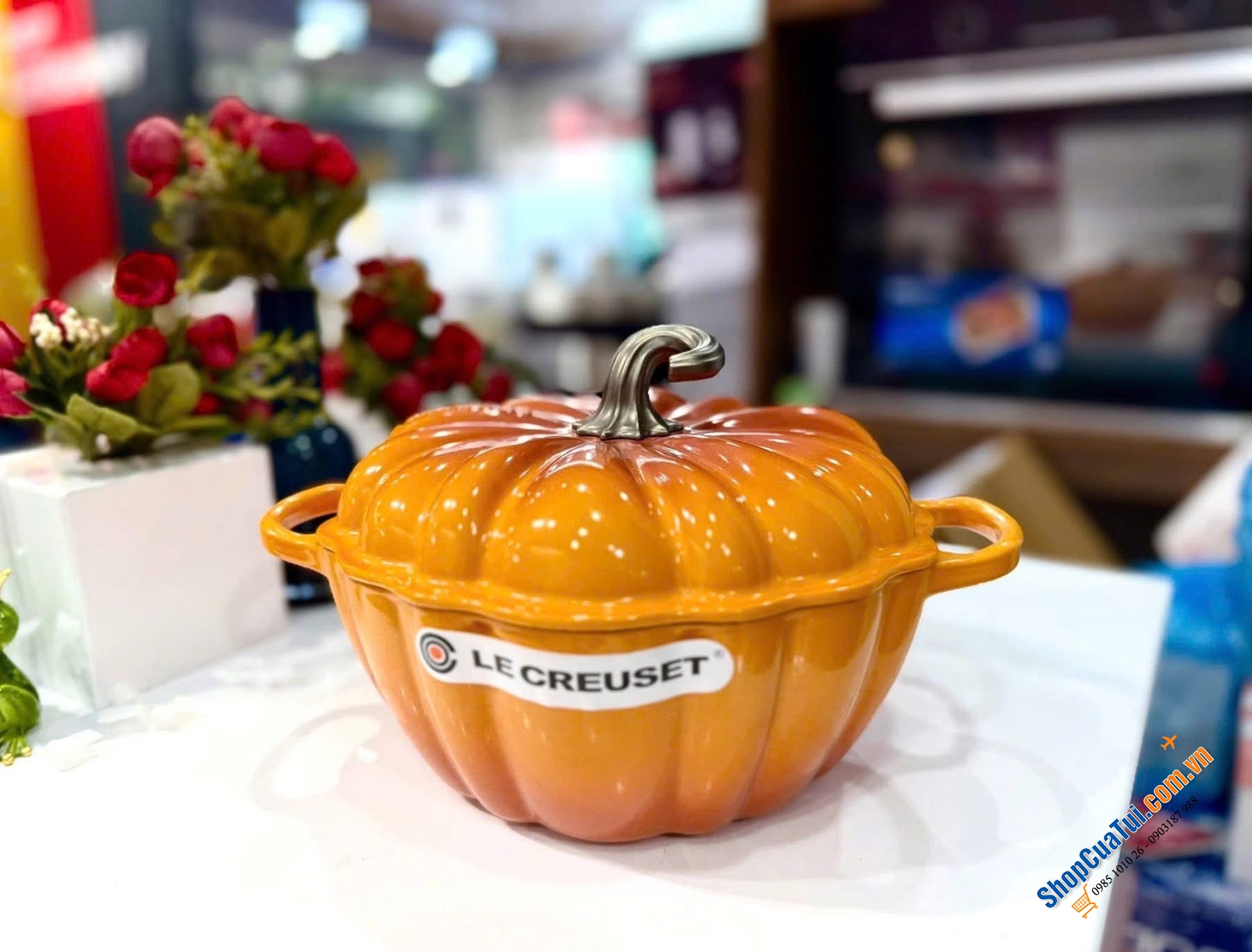 Nồi chảo gang bí ngô Le Creuset  24cm màu Olive & mầu cam.