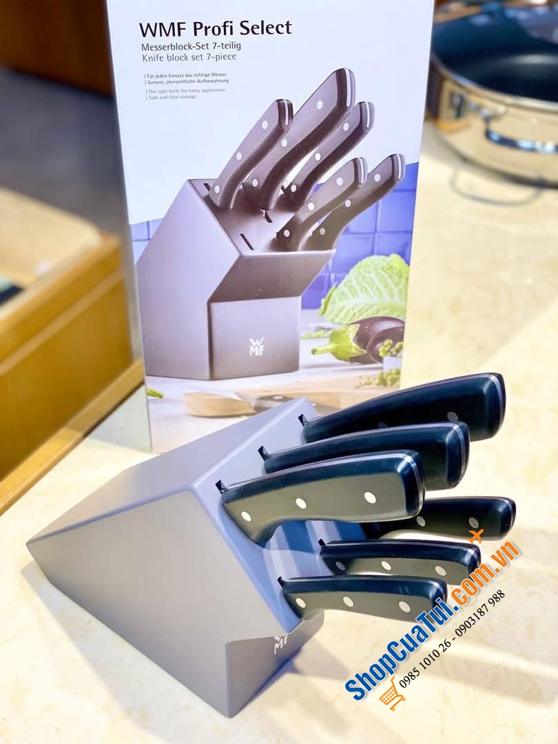 Nấu ăn chuyên nghiệp như nhà hàng nhờ bộ dao WMF Knife Block With Knife Set 7 Pieces.