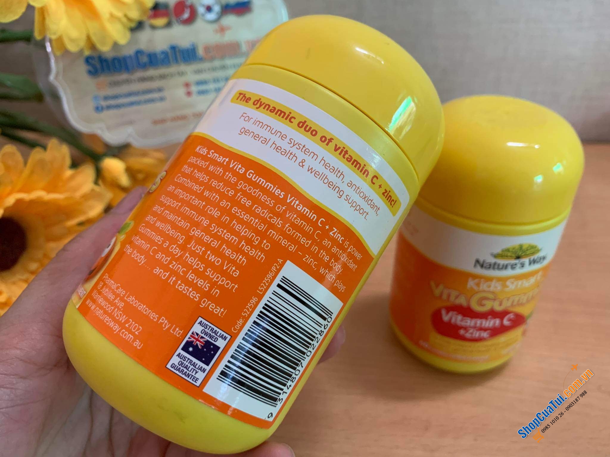 Kẹo dẻo Nature Way Kids Smart Vita Gummies Vitamin C + Zinc 60s For Children - bổ sung vitamin C và kẽm giúp tăng cường miễn dịch, kích thích tiêu hoá, ăn ngon miệng và ngủ ngon