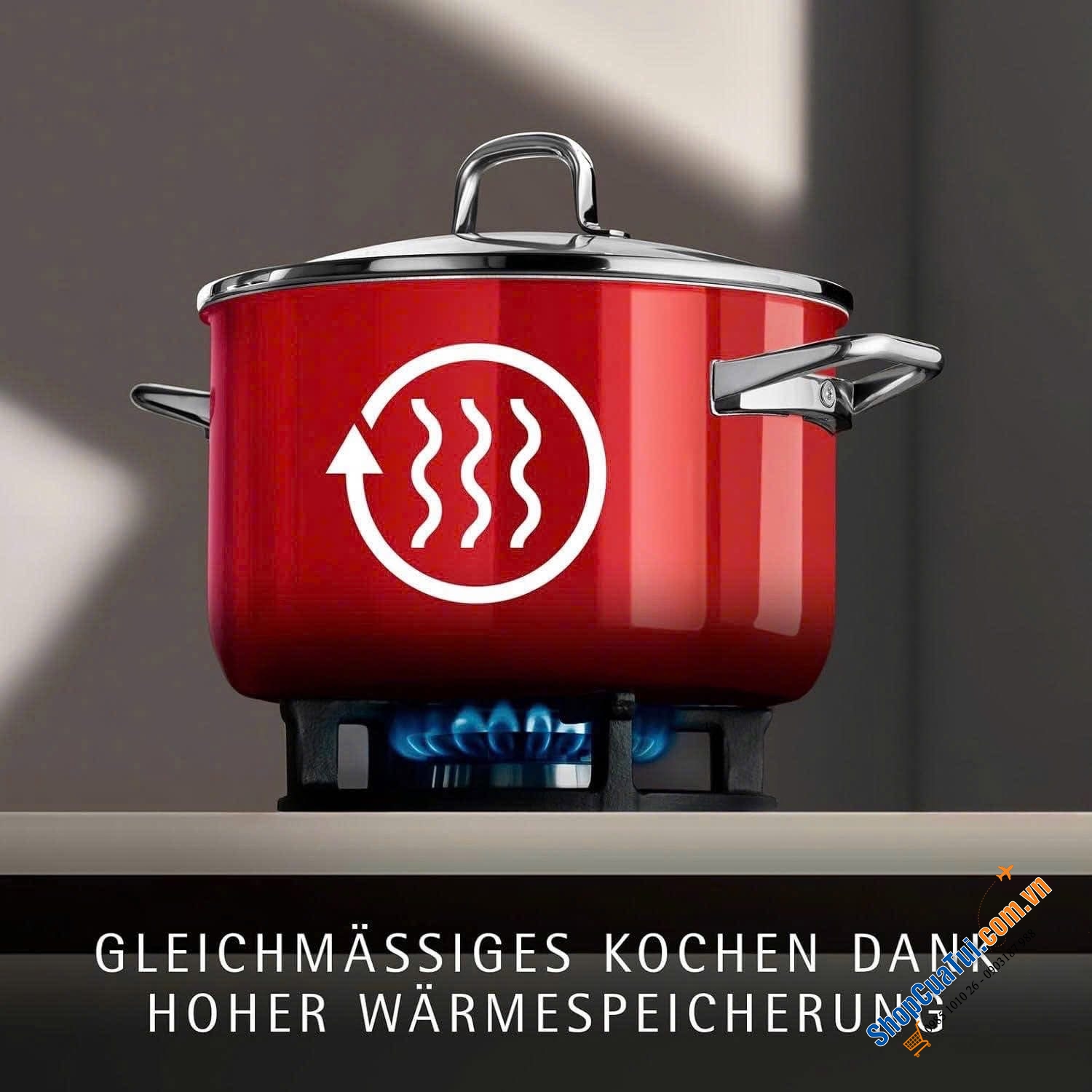 Bộ nồi WMF Fusiontec Essential Pro 4 món Màu Đỏ - Made in Germany.