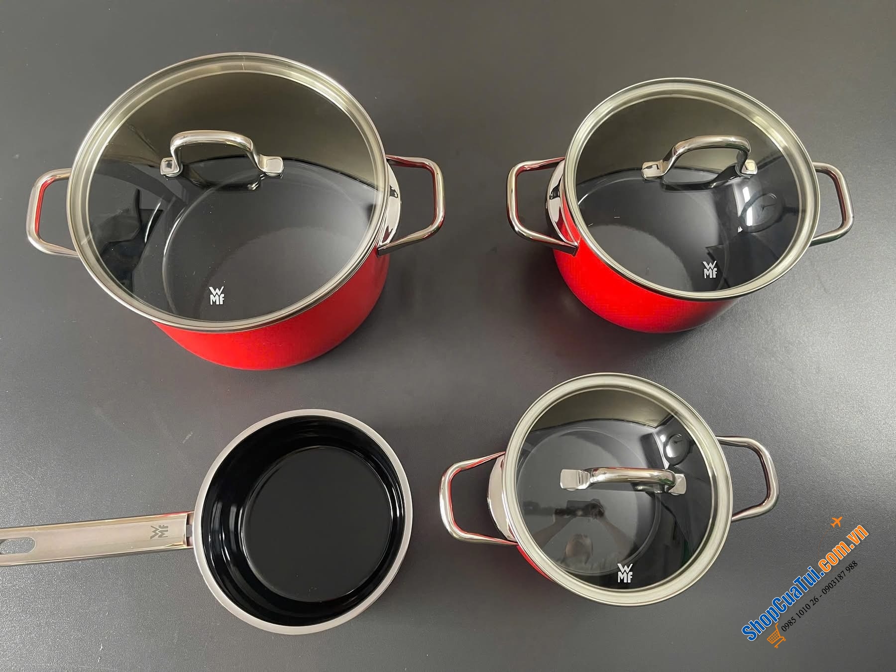 Bộ nồi WMF Fusiontec Essential Pro 4 món Màu Đỏ - Made in Germany.