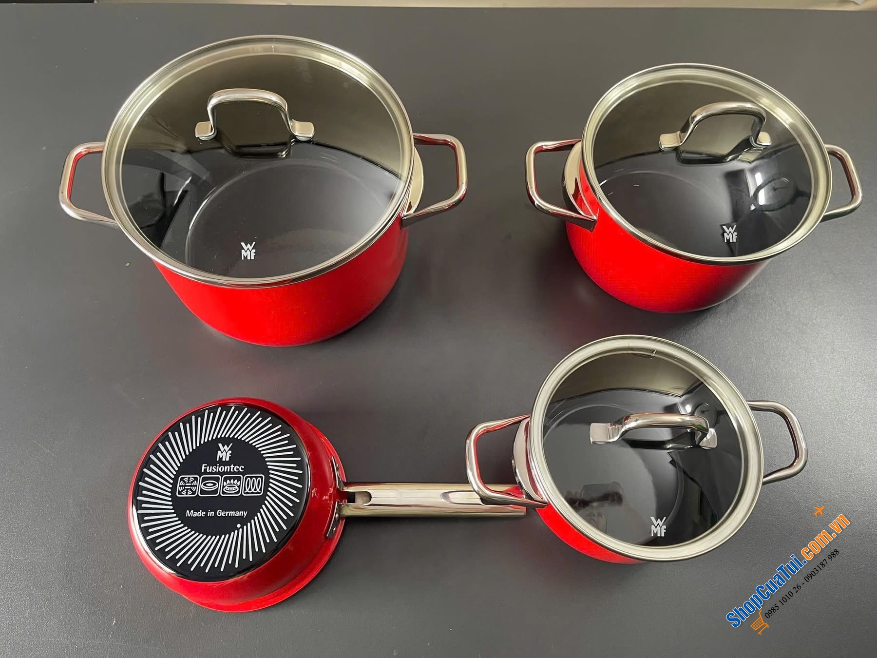 Bộ nồi WMF Fusiontec Essential Pro 4 món Màu Đỏ - Made in Germany.