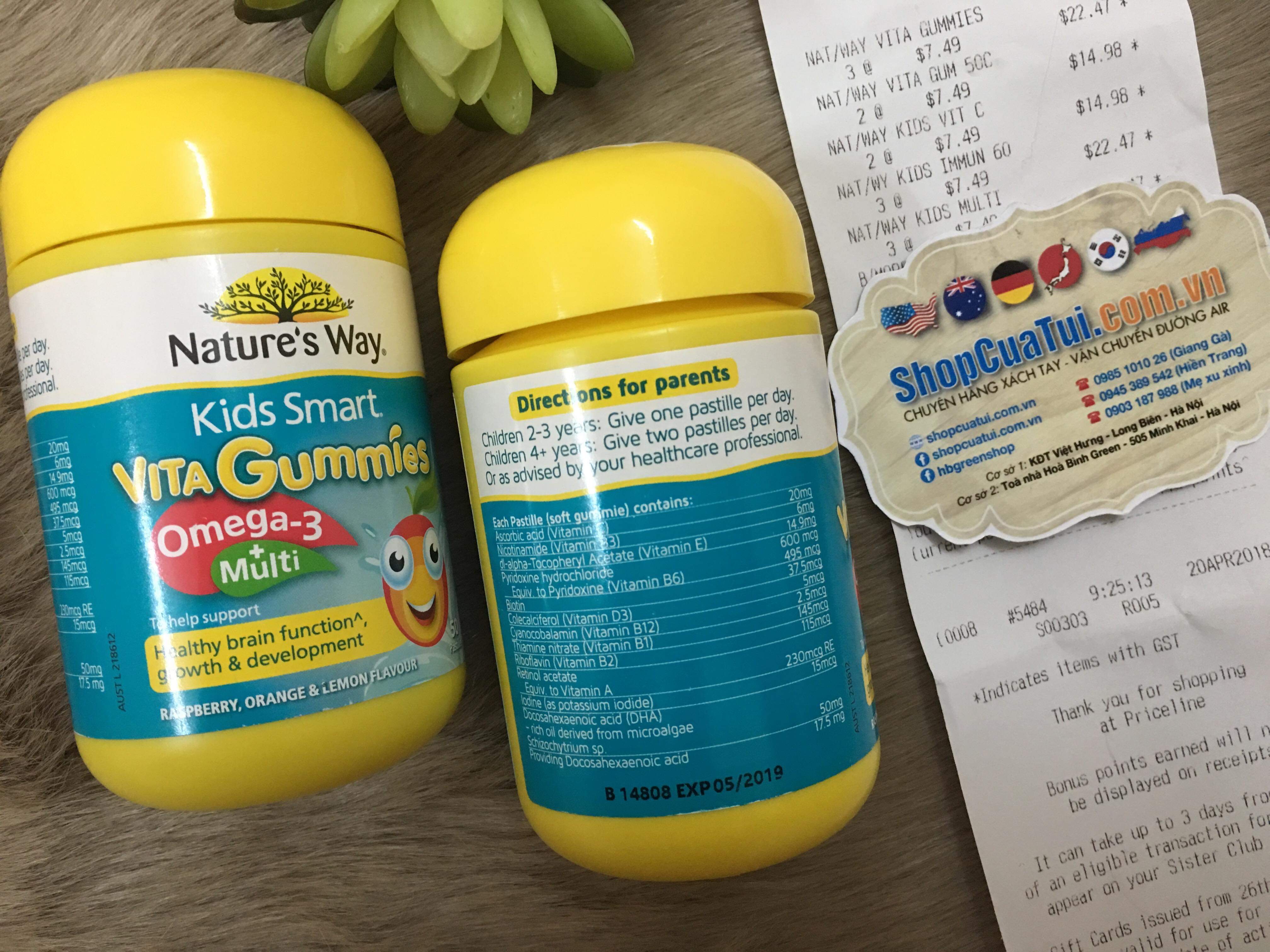 Nature s Way Kids Smart Vita Gummies bổ sung vitamin và dầu cá omega 3 - hộp 60 viên