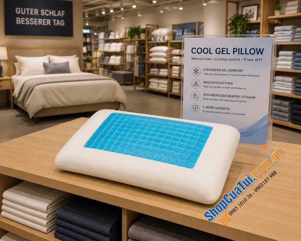 Lõi gối Gel Pillow - Siêu thoáng mát lại chống thoái hoá đốt sống cổ.