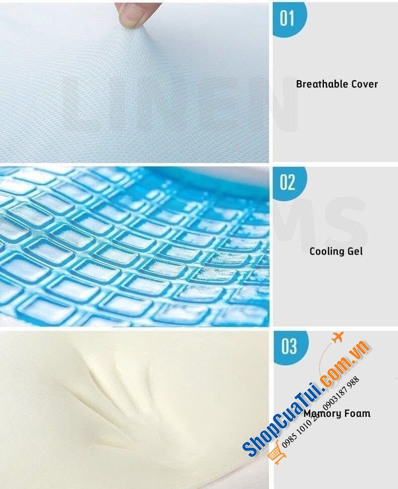 Lõi gối Gel Pillow - Siêu thoáng mát lại chống thoái hoá đốt sống cổ.