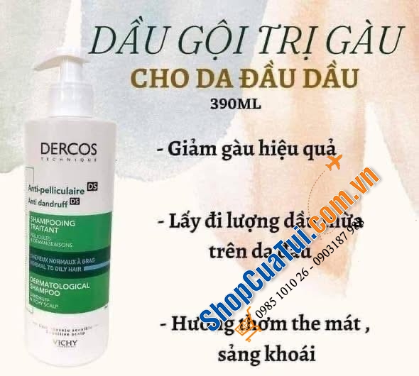 DẦU GỘI TRỊ GÀU VICHY-DERCOS siêu HOT chai to 390ml có vòi tiện lợi.
