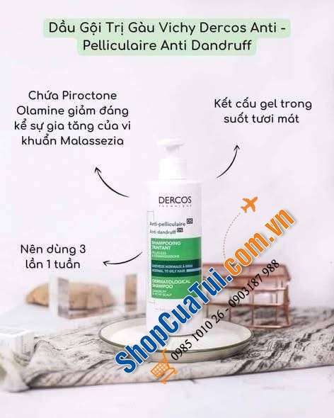DẦU GỘI TRỊ GÀU VICHY-DERCOS siêu HOT chai to 390ml có vòi tiện lợi.