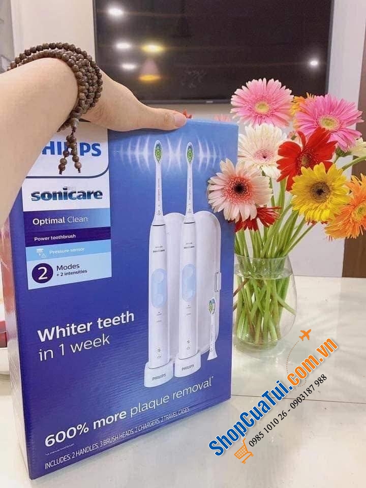 Set 2 Bàn chải đánh răng điện Philips Sonicare 5000 Optimal Clean HX6829.