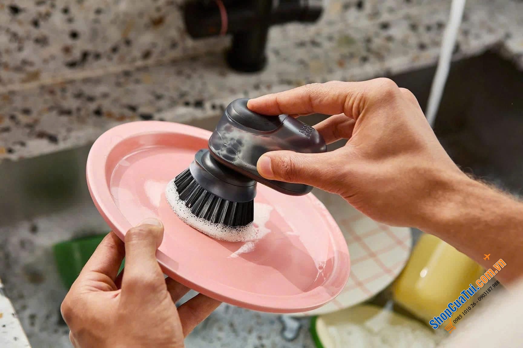 Bàn chải có ngăn xà phòng & giá đỡ Joseph Joseph SinkTech 6500015.