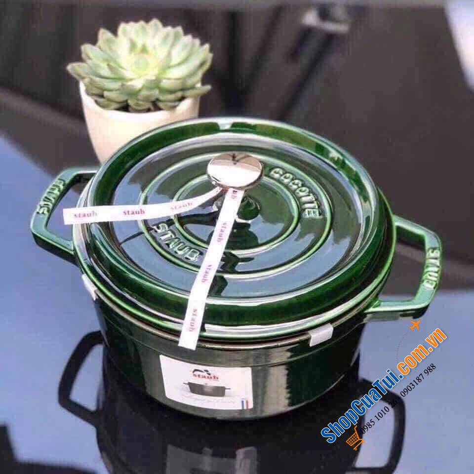 Nồi gang đúc STAUB xanh rêu 18cm - 20cm - 24cm.