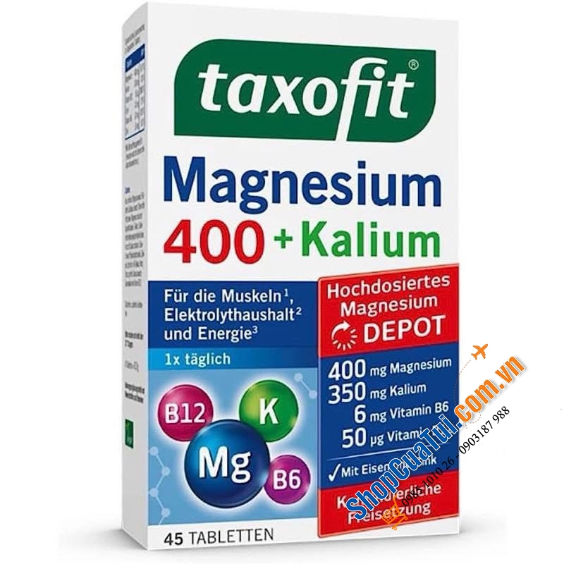 Viên uống tốt cho Cơ Bắp, cung cấp năng lượng và cân bằng điện giải - TAXOFIT MAGNESIUM 400 + KALIUM.