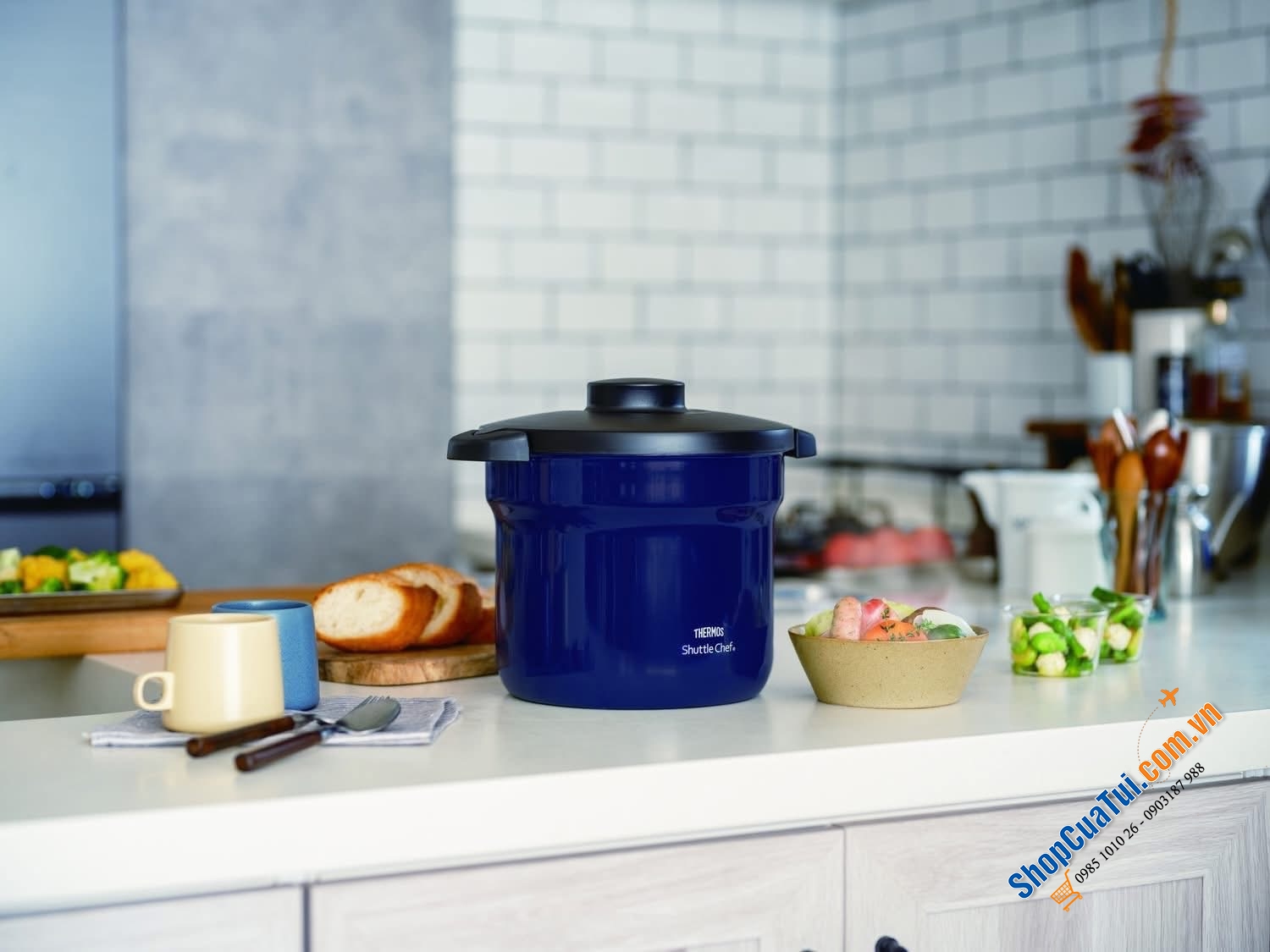 NỒI Ủ CHÂN KHÔNG THERMOS KBJ-4502 4.3L màu xanh Navy cực đẹp.
