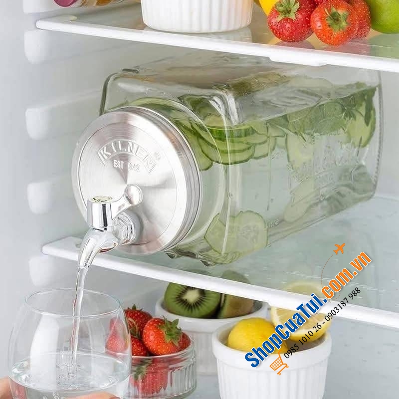 Bình nước thủy tinh Kilner Fridge 3L.
