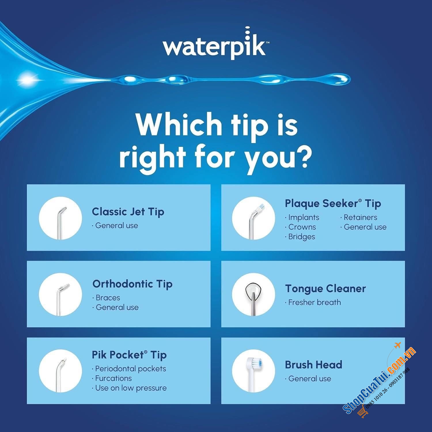 Máy tăm nước không dây có thể gấp gọn Waterpik Cordless Slide.