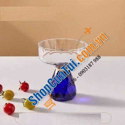 Set 6 ly kem pha lê sắc màu kèm thìa cao cấp.