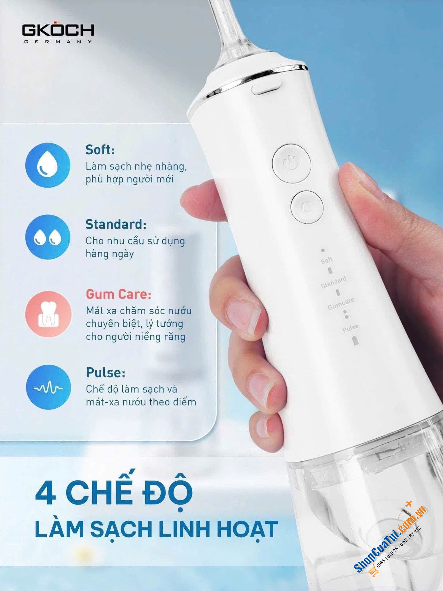 TĂM NƯỚC GKÖCH V2 - màu trắng, màu xanh.