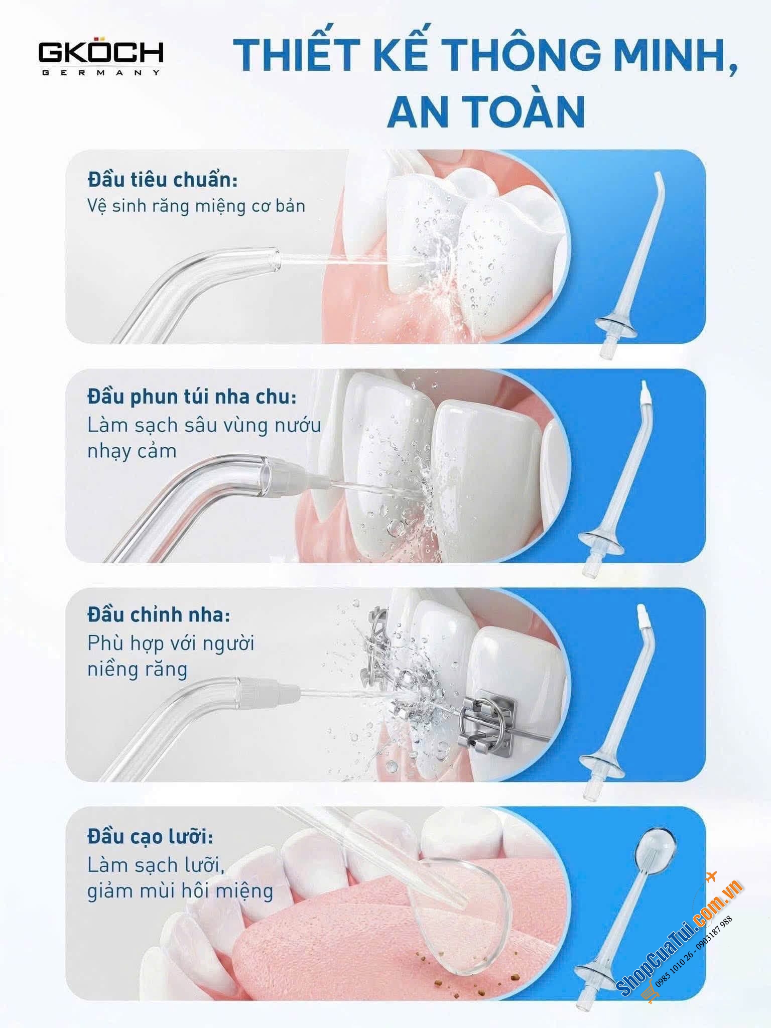 TĂM NƯỚC GKÖCH V2 - màu trắng, màu xanh.