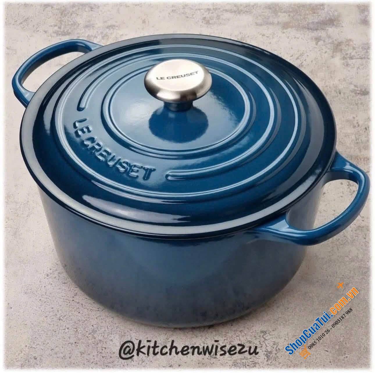 Le Creuset Deep Teal , bamboo , đỏ, cam 24cm Thành Cao.