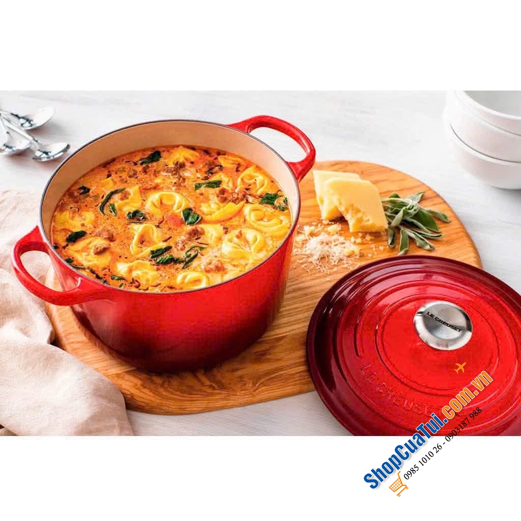 Le Creuset Deep Teal , bamboo , đỏ, cam 24cm Thành Cao.