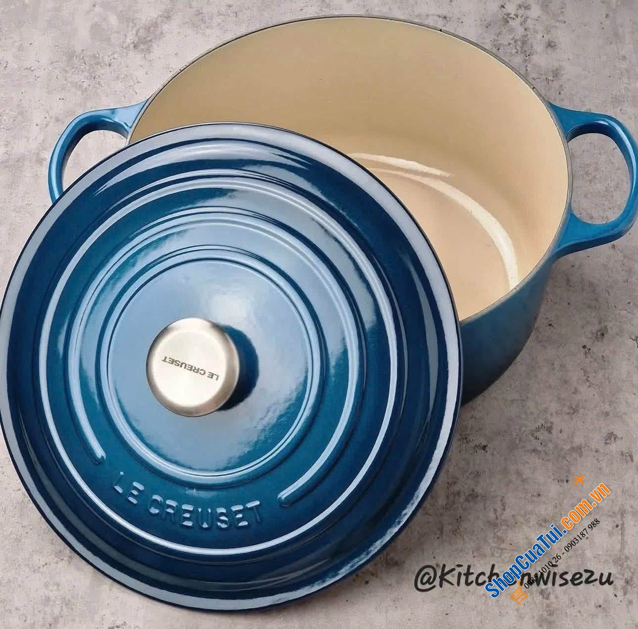 Le Creuset Deep Teal , bamboo , đỏ, cam 24cm Thành Cao.