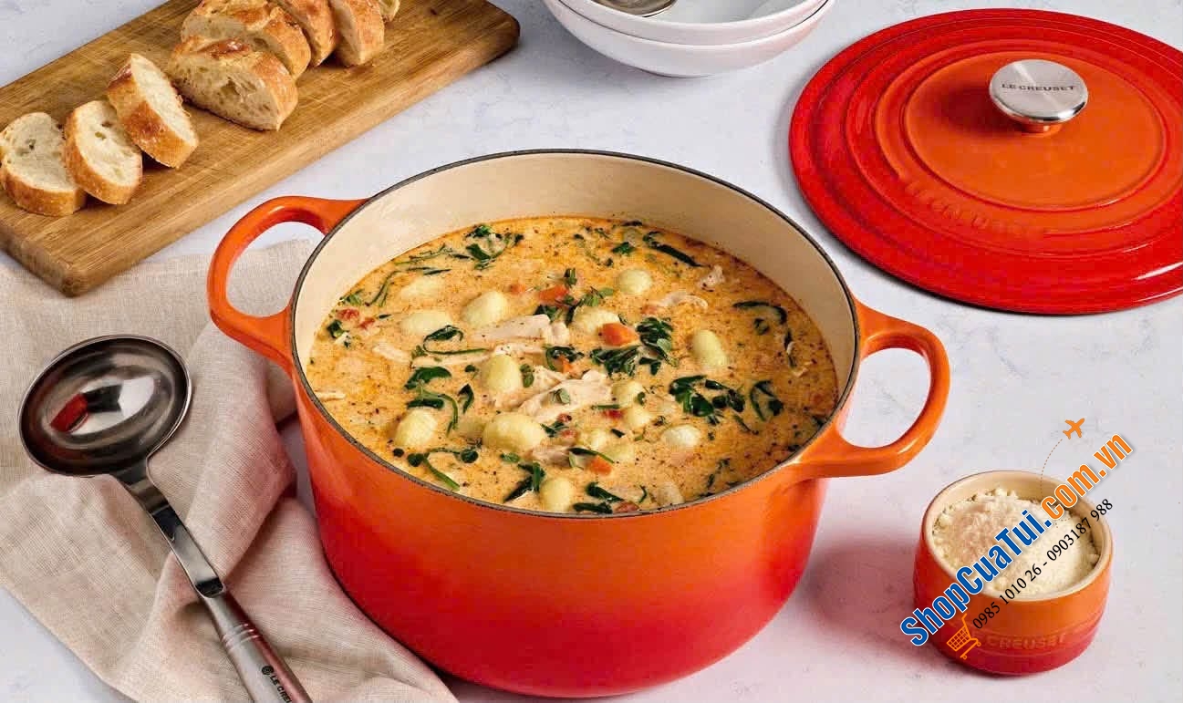 Le Creuset Deep Teal , bamboo , đỏ, cam 24cm Thành Cao.