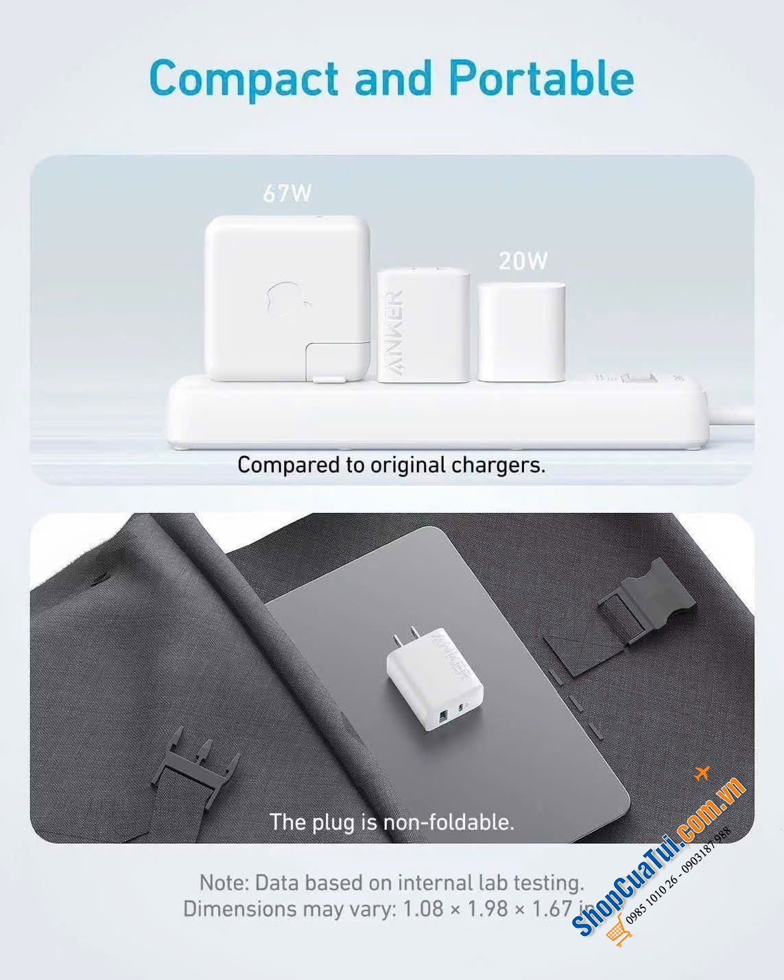Sét củ sạc Anker 20w kèm cáp USB-C 1,5m.