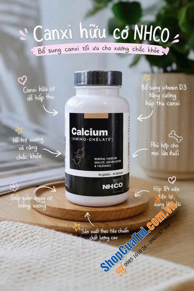 Viên Uống Bổ Sung Canxi NHCO Calcium Amino-Chélaté 84 Viên – Canxi Hữu Cơ Dễ Hấp Thu, Hỗ Trợ Xương & Răng Chắc Khỏe.